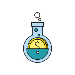 Coin inside flask of money financial item banking commerce market payment buy currency accounting and invest theme Vector illustration