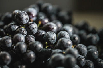 blueberries on black background