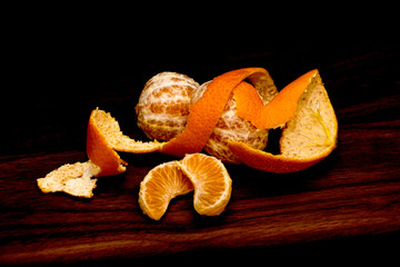 Tangerine  clementine  orange  mandarin  peeled  and cut 