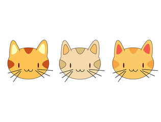 Cat heads isolated on white background. Funny cartoon kawaii style. Vector stock illustration eps10