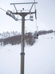 Ski lift on ski resort in Greece