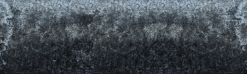 Old shabby textured concrete wall. Rough cement long panoramic texture. Grunge gloomy banner backdrop