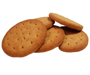  Five cookies on a white background
