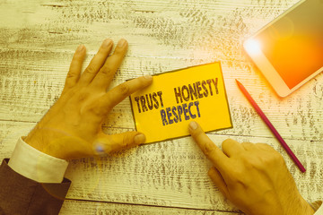 Word writing text Trust Honesty Respect. Business photo showcasing Respectable Traits a Facet of...