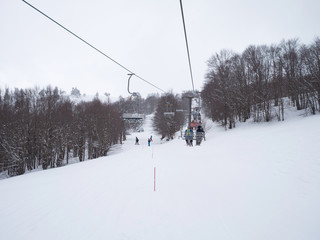 Ski lift on ski resort in Greece