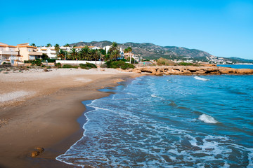 Playa del Moro beach in Alcossebre, Spain.