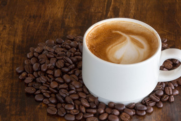 cappuccino with frothy foam with latte art