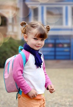 cute little girl on the way to school
