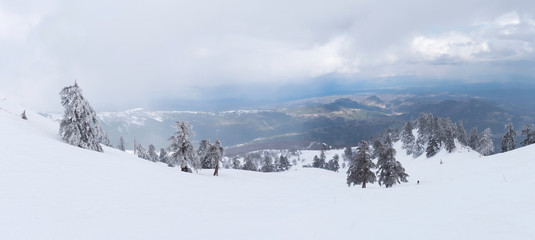 Fototapeta na wymiar Landscape of mountain with snow