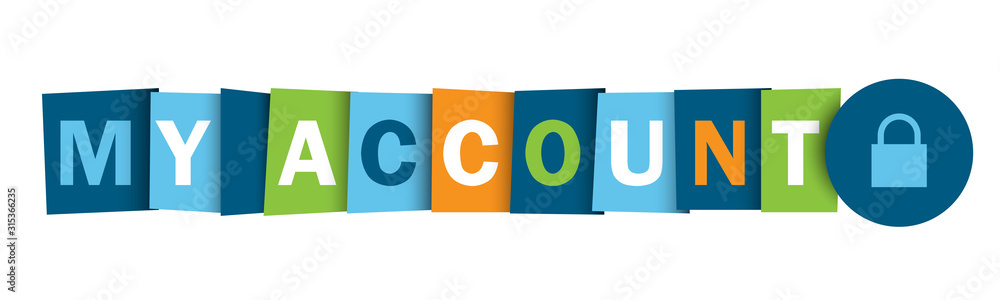 Aufkleber my account colorful vector typographic web button with padlock symbol
