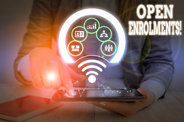 Handwriting text writing Open Enrolments. Conceptual photo when employees may make changes to...