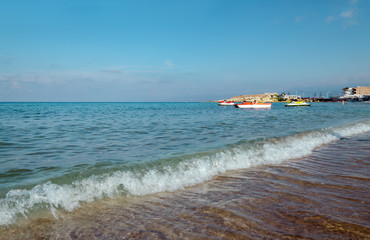 sea view, with clear water and blue sky, Greece