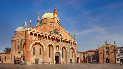 Panoramic view of Saint Anthony Basilica during late afternoon, Padova, Veneto, Italy - obrazy, fototapety, plakaty