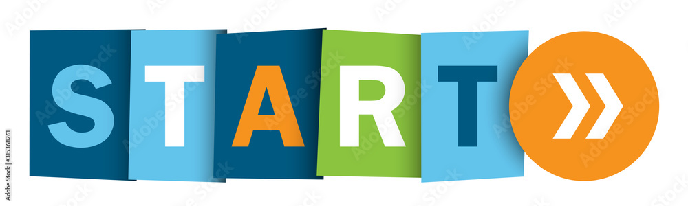 Aufkleber start colorful vector typographic web button