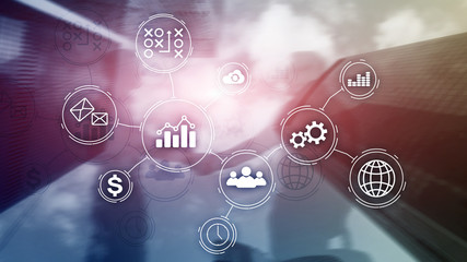 Fototapeta premium Business process automation concept on blurred background