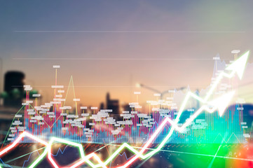 Naklejka premium Stock market digital graph chart on LED display concept. A large display of daily stock market price and quotation. Indicator financial forex trade education background.