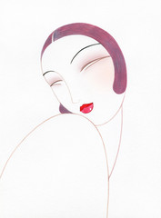 beautiful woman. fashion illustration. watercolor painting