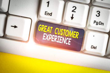 Conceptual hand writing showing Great Customer Experience. Concept meaning responding to clients...