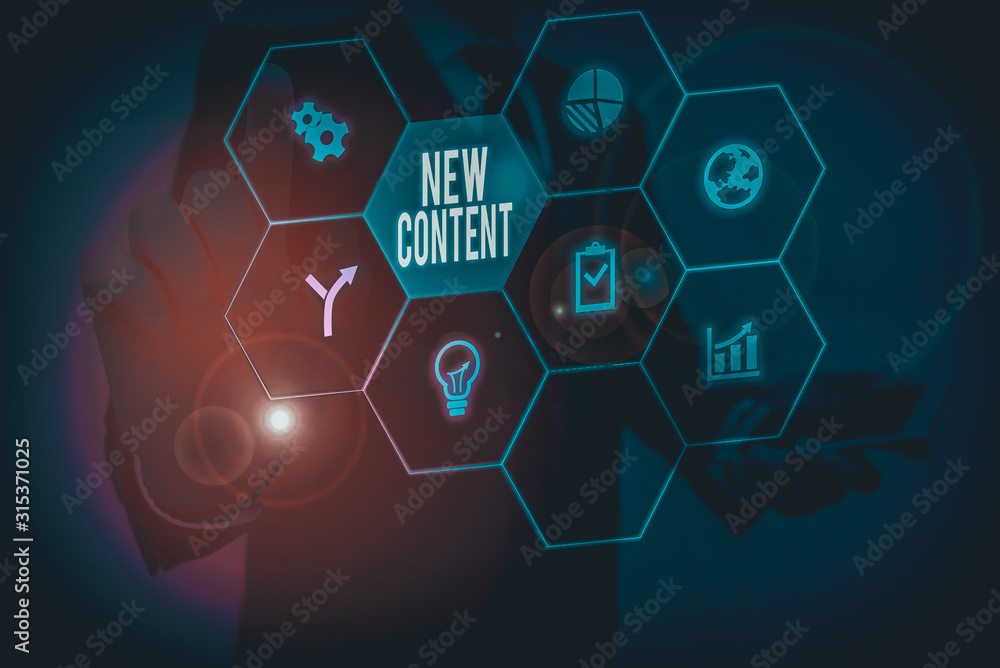 Poster text sign showing new content. business photo showcasing fresh valuable and relevant information or 