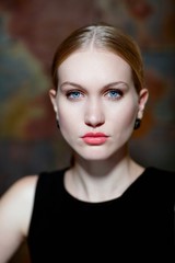 Fototapeta premium Closeup portrait of determined nordic woman