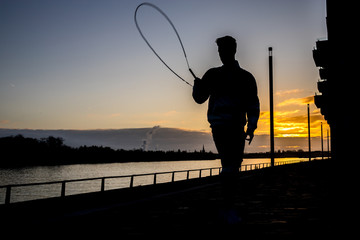 Silhouette eines Rope Skippers