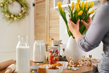 Easter background of baking in the kitchen