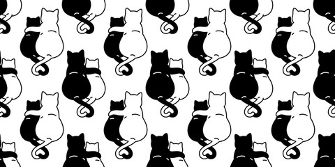 cat seamless pattern valentine heart kitten hug vector scarf isolated repeat background tile wallpaper cartoon doodle illustration design