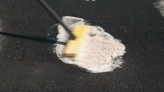 Clean, Scrub with Brush, Dry Driveway Oil Spots, Foam Soap, view 4, 4k