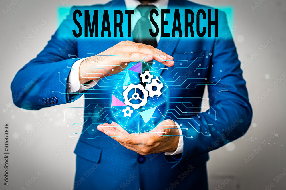 Poster conceptual hand writing showing smart search. concept meaning tool used in recording software for se