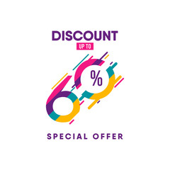 Discount Label up to 60% Special Offer Vector Template Design Illustration