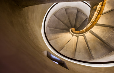 Stone spiral stairway at Gothic Basilica of Santa Maria del Mar