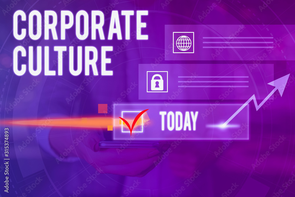 Poster conceptual hand writing showing corporate culture. concept meaning pervasive values and attitudes th