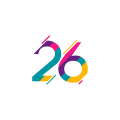 26 Years Anniversary Celebration Vector Template Design Illustration - obrazy, fototapety, plakaty
