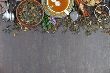 Tea in a cup on an old background
