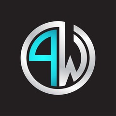PW Initial logo linked circle monogram