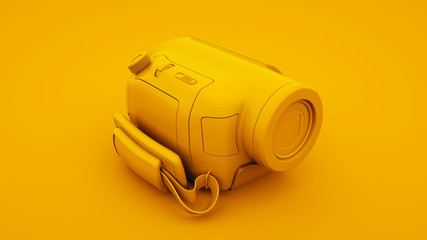 Yellow Video Camera. Minimal idea concept, 3d illustration