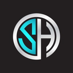 SH Initial logo linked circle monogram