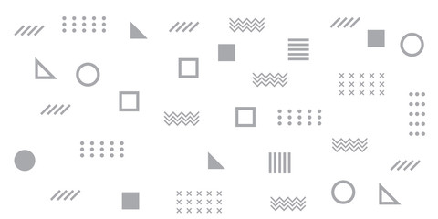 Memphis Simple Silver Abstract Circle Line Rectangle Box Arrow Cross Mountain River Pie Egypt Basic Shape Background for shirt