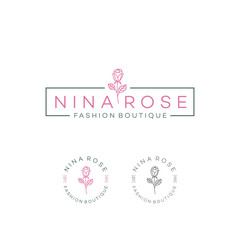 Luxury Vintage Rose For Boutique Logo Design Template
