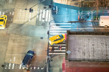 NEW YORK CITY - DECEMBER 2018: Night street traffic and buildings
