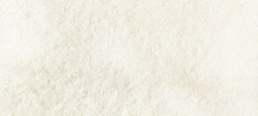 Closeup white towel banner background. Top view and mock up fluffy shower towels texture. Template blank copy space. Flat lay. Selective focus