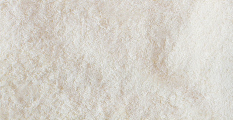 Closeup white towel banner background. Top view and mock up fluffy shower towels texture. Template blank copy space. Flat lay. Selective focus