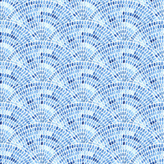 Wavy seamless pattern. Japanese style ornament on paper. Print for textile polka dot. Vector illustration.