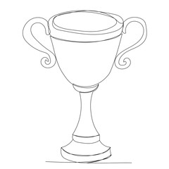  isolated, drawing continuous line winner cup