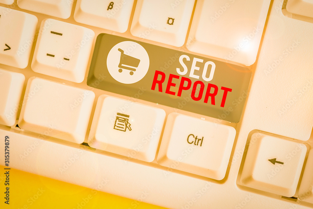 Poster conceptual hand writing showing seo report. concept meaning notifying on how website is performing i