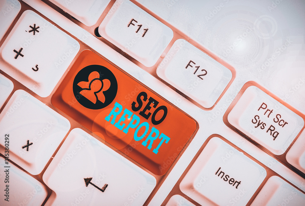 Poster writing note showing seo report. business concept for notifying on how website is performing in sear