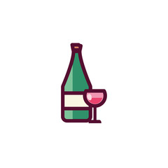 Isolated champagne bottle and cup vector design
