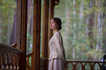 girl in a rustic country house