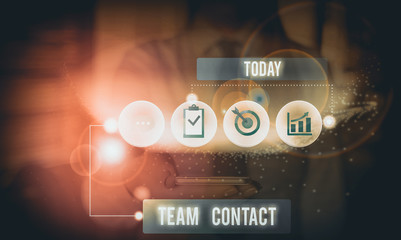 Handwriting text writing Team Contact. Conceptual photo The interaction of the individuals on a...
