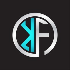 KF Initial logo linked circle monogram